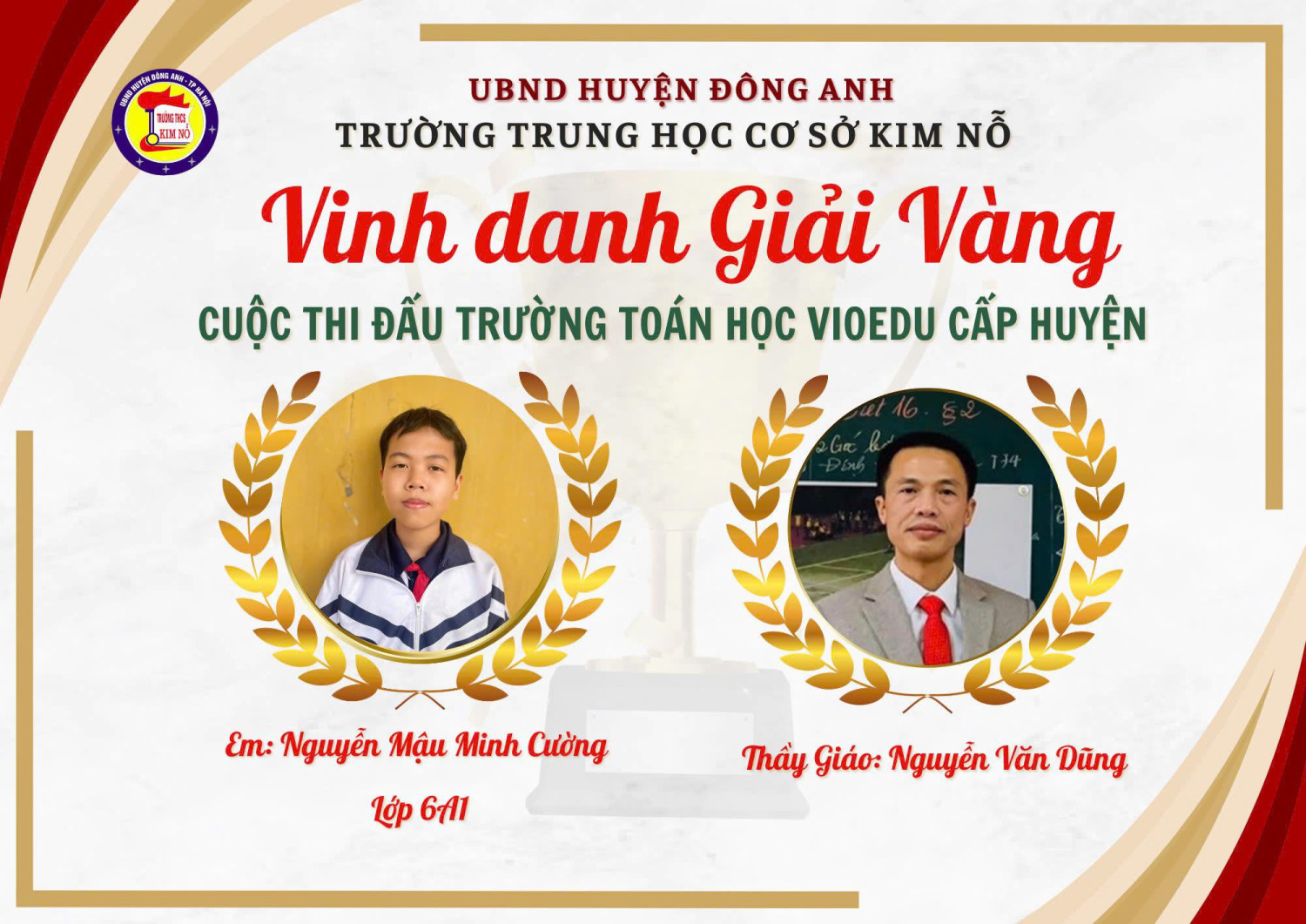 VINH DANH HỌC SINH KHỐI 6 ĐÃ CÓ THÀNH TÍCH CAO TRONG KÌ THI ĐẤU TRƯỜNG TOÁN HỌC VIOEDU CẤP HUYỆN NĂM HỌC 2024-2025